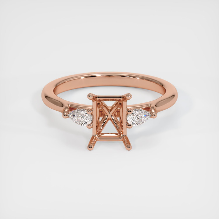 14K Rose Gold Three Stone Ring Setting