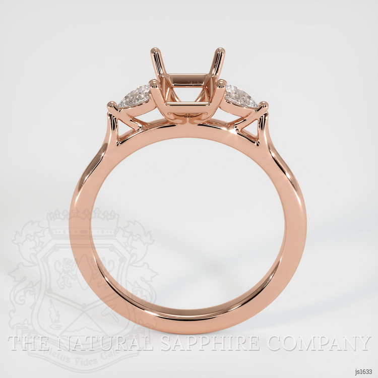 14K Rose Gold Three Stone Ring Setting