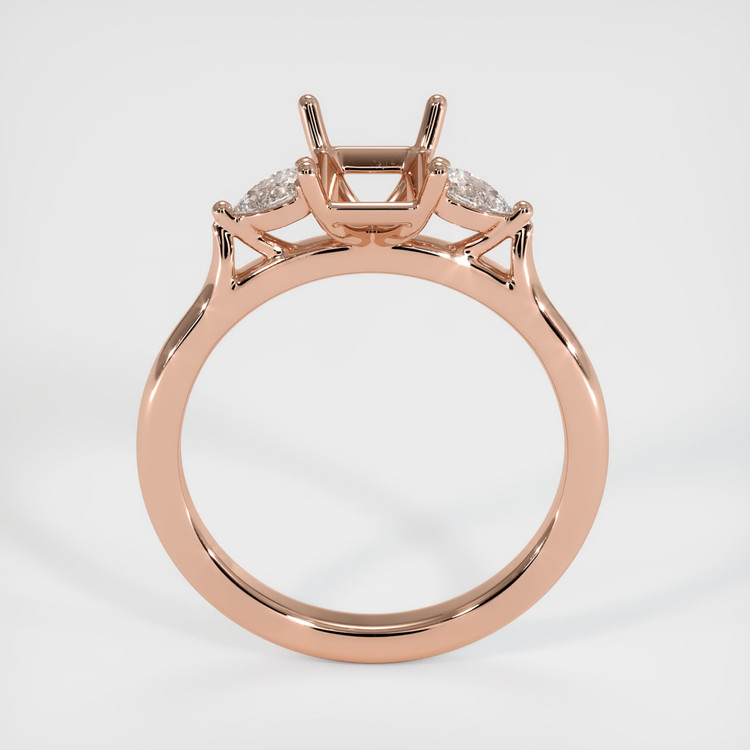 14K Rose Gold Three Stone Ring Setting