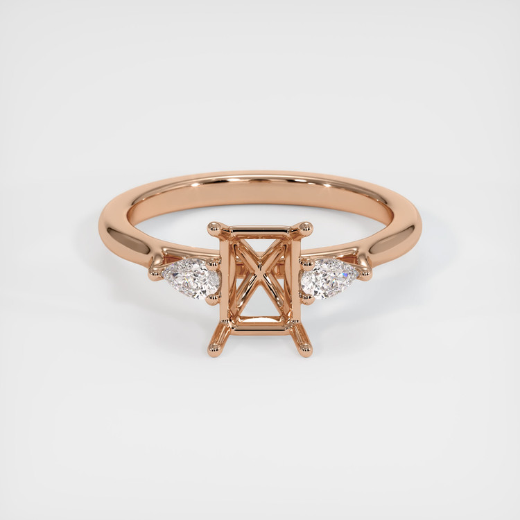 18K Rose Gold Three Stone Ring Setting