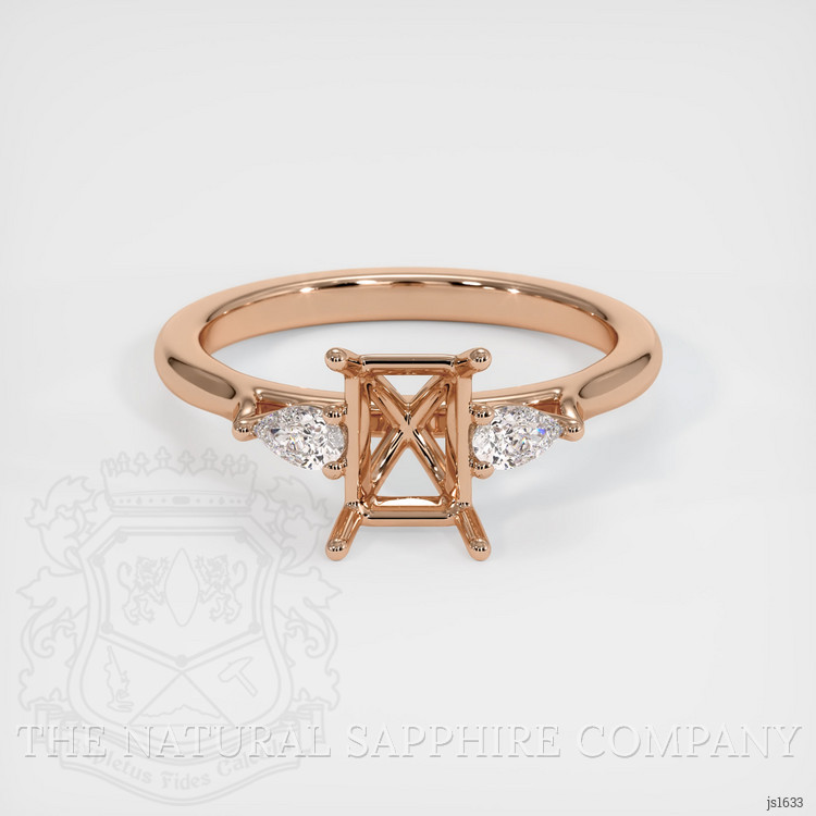 18K Rose Gold Three Stone Ring Setting
