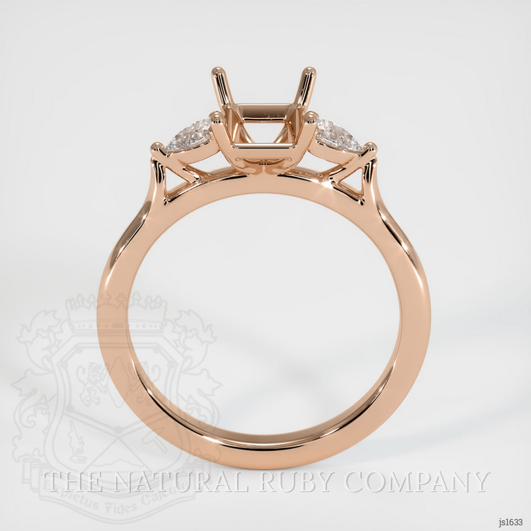 18K Rose Gold Three Stone Ring Setting