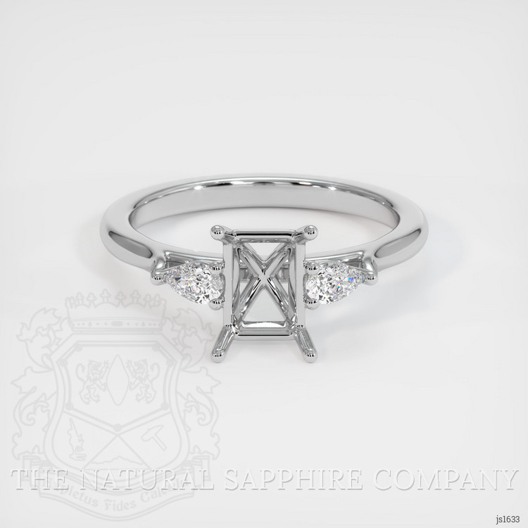 14K White Gold Three Stone Ring Setting