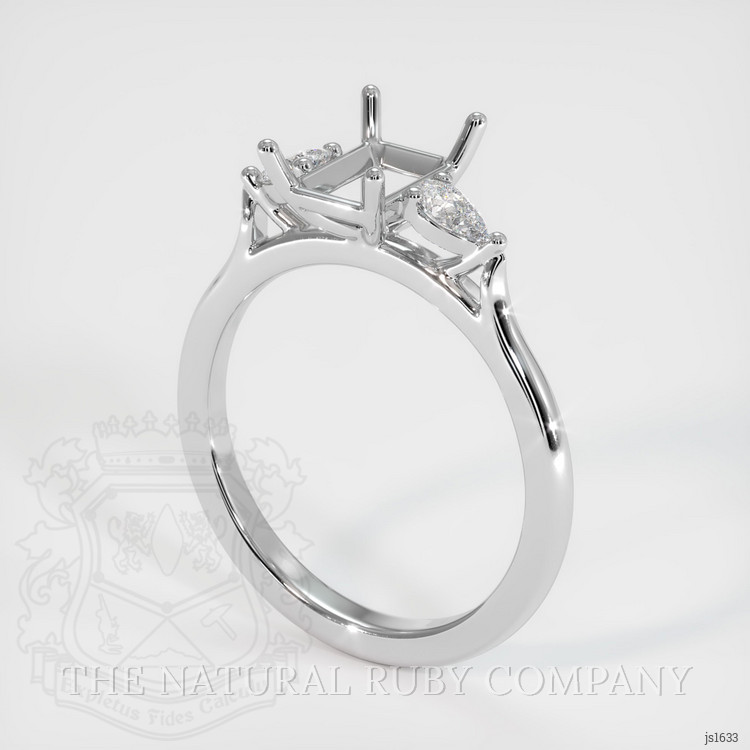 18K White Gold Three Stone Ring Setting