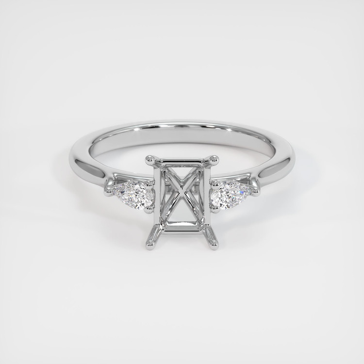 18K White Gold Three Stone Ring Setting