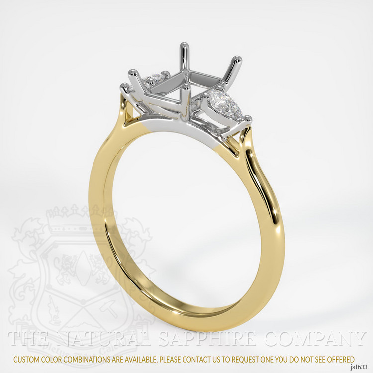 14K White & Yellow Three Stone Ring Setting