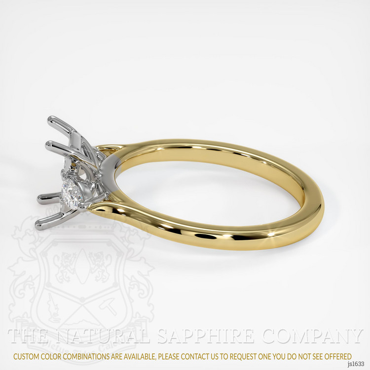 14K White & Yellow Three Stone Ring Setting