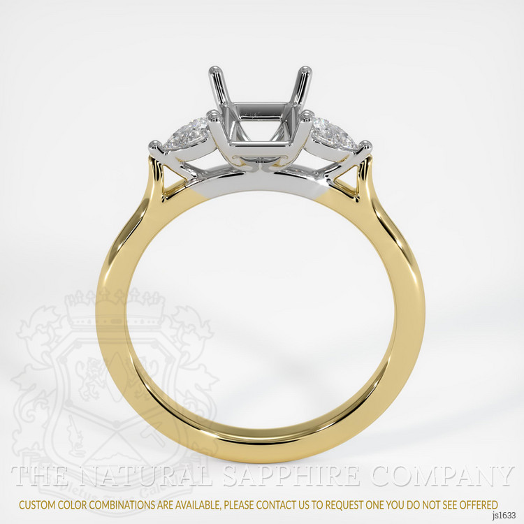 14K White & Yellow Three Stone Ring Setting
