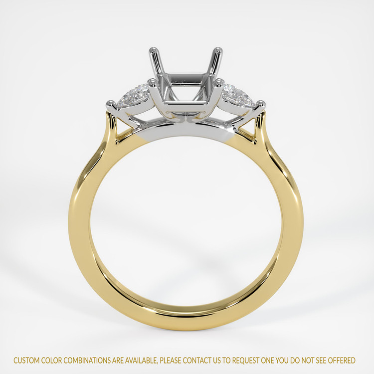 14K White & Yellow Three Stone Ring Setting