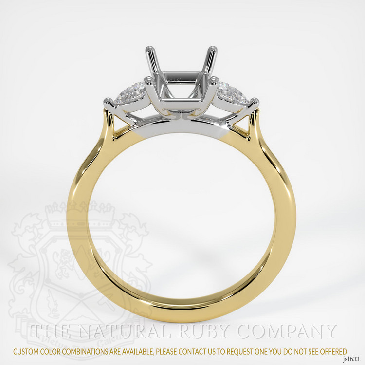 14K White & Yellow Three Stone Ring Setting