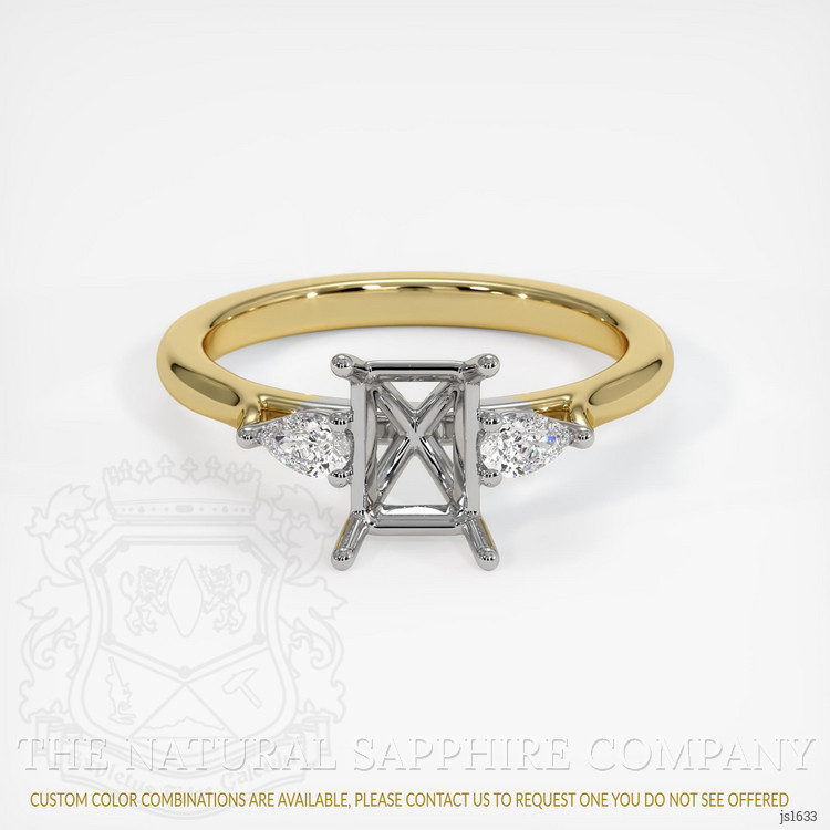 18K White & Yellow Three Stone Ring Setting