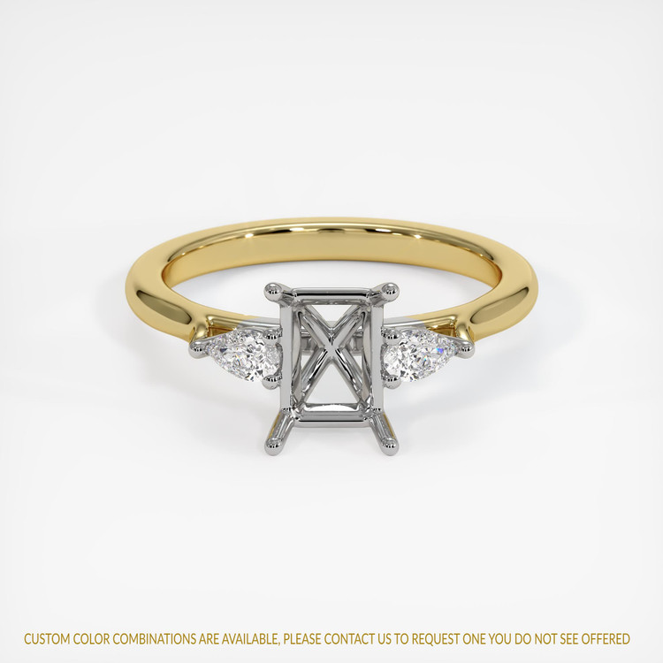 18K White & Yellow Three Stone Ring Setting