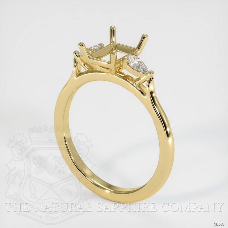 18K Yellow Gold Three Stone Ring Setting