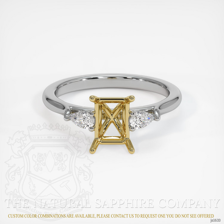 14K Yellow & White Three Stone Ring Setting