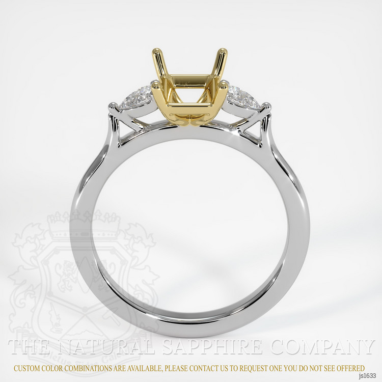14K Yellow & White Three Stone Ring Setting