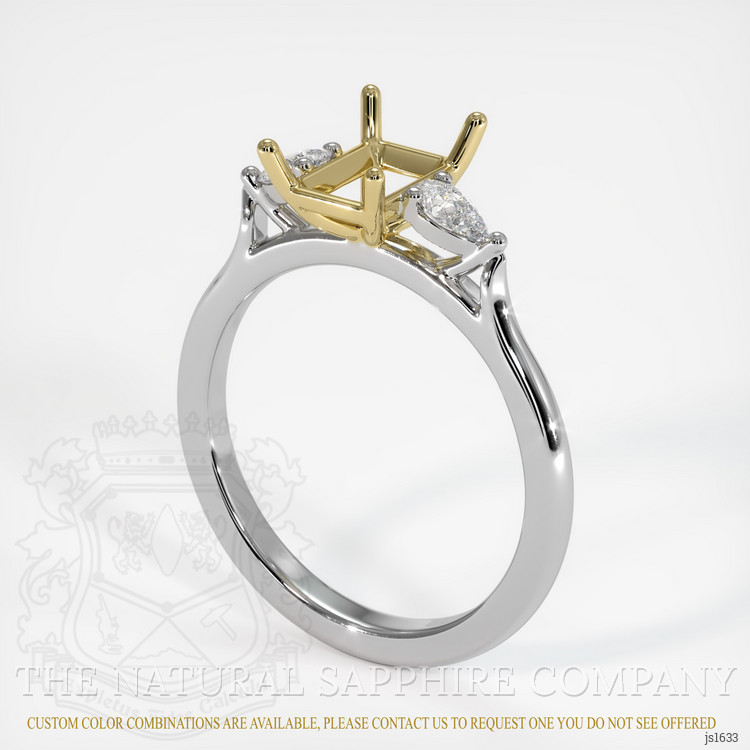 18K Yellow & White Three Stone Ring Setting