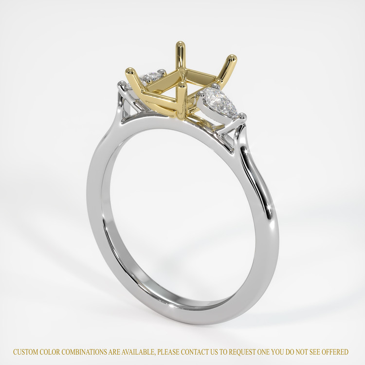 18K Yellow & White Three Stone Ring Setting