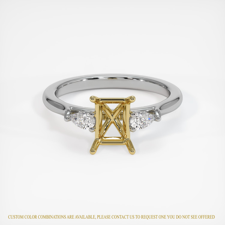 18K Yellow & White Three Stone Ring Setting