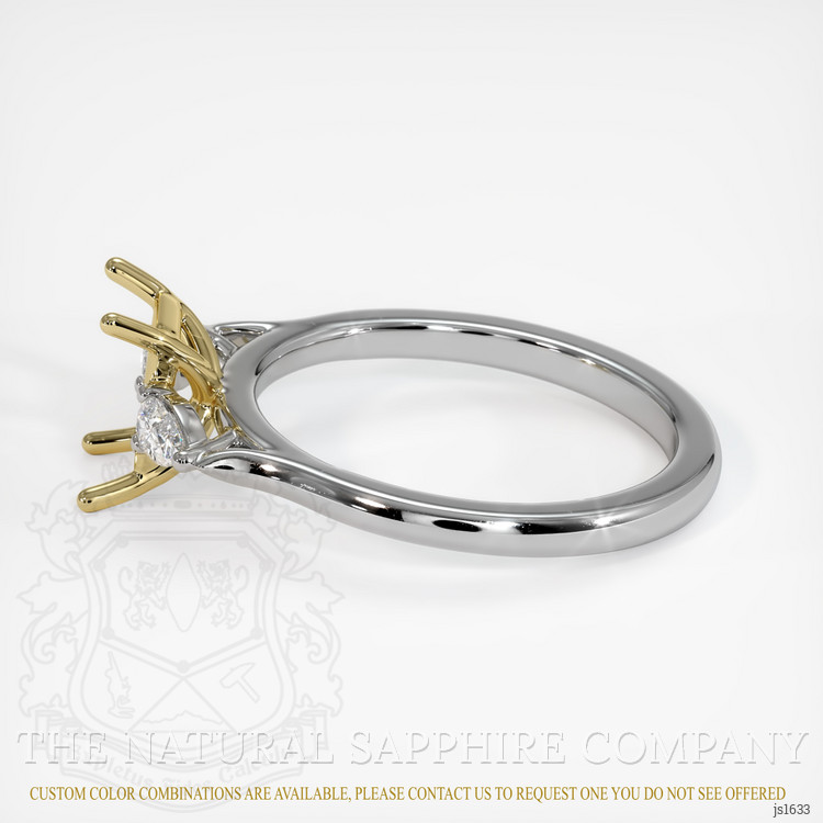 18K Yellow & White Three Stone Ring Setting