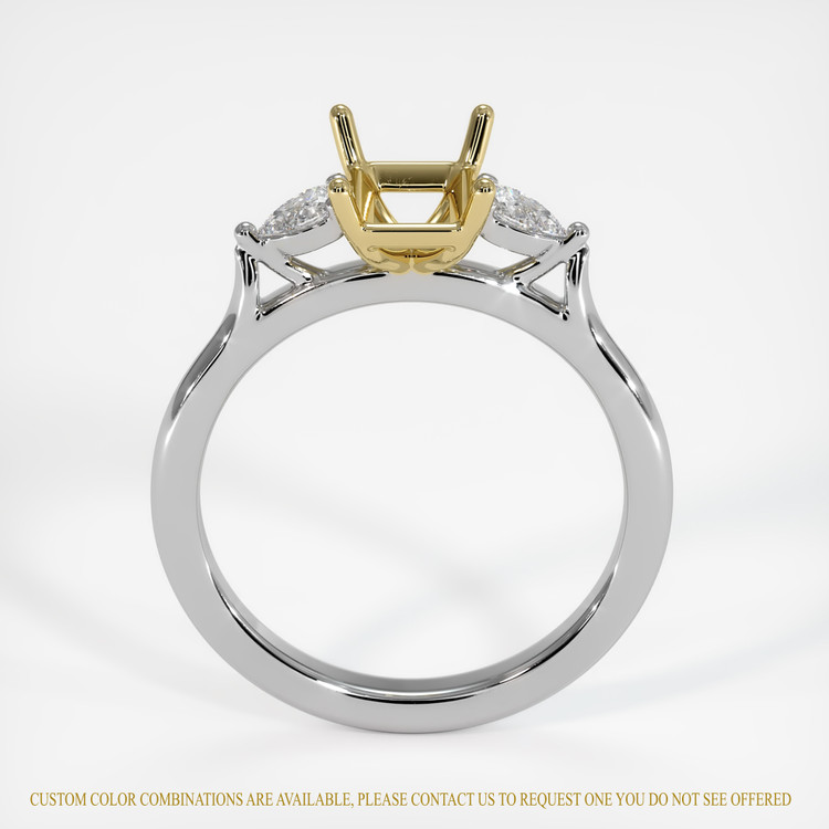18K Yellow & White Three Stone Ring Setting