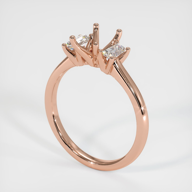 14K Rose Gold Three Stone Ring Setting