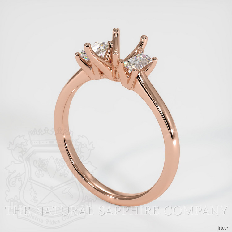 14K Rose Gold Three Stone Ring Setting