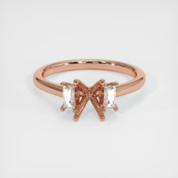 14K Rose Gold Three Stone Ring Setting Image