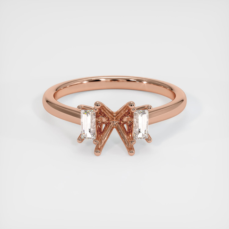 14K Rose Gold Three Stone Ring Setting