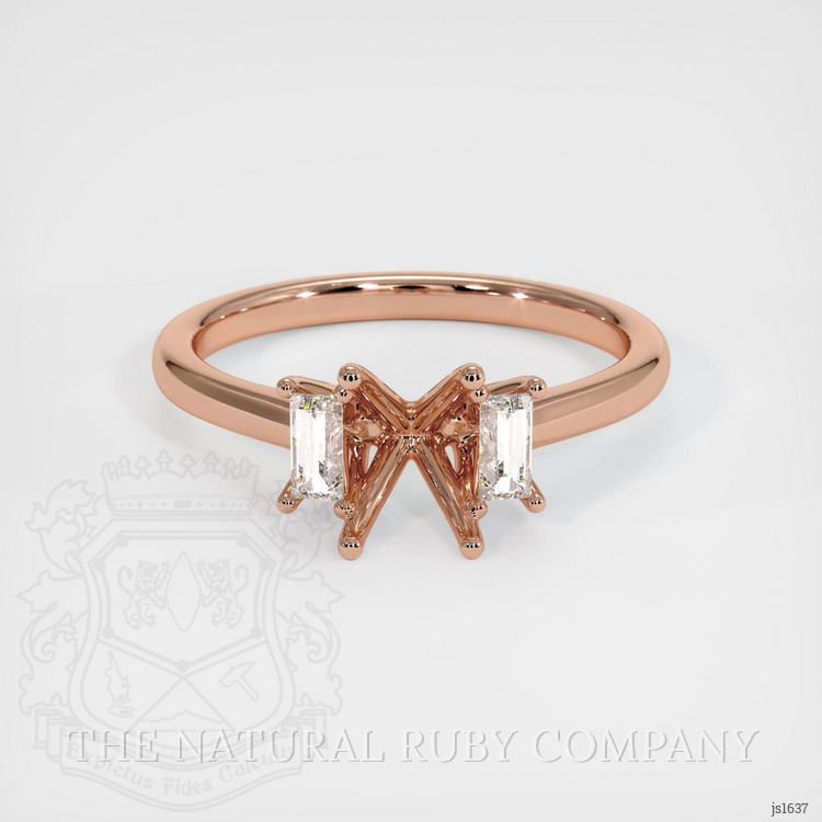 14K Rose Gold Three Stone Ring Setting