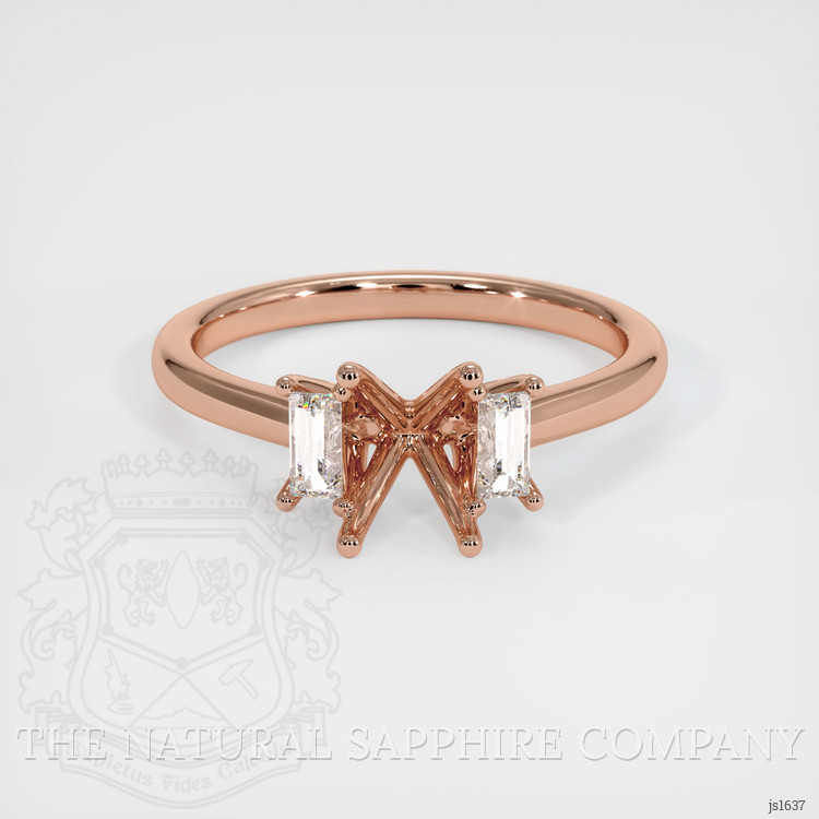 14K Rose Gold Three Stone Ring Setting