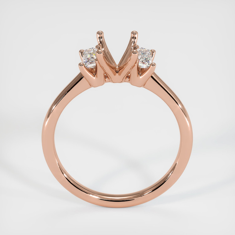 14K Rose Gold Three Stone Ring Setting