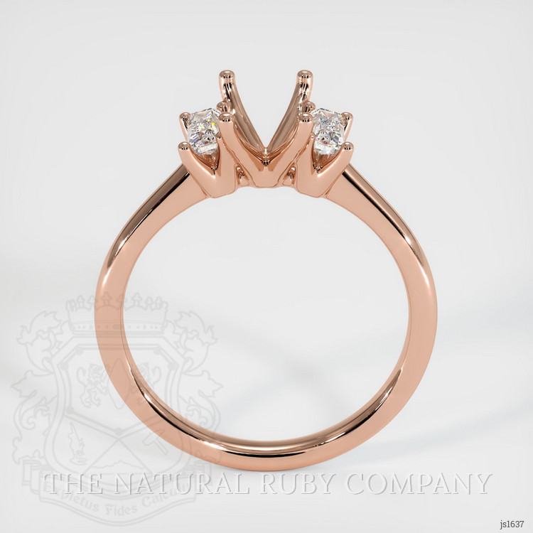 14K Rose Gold Three Stone Ring Setting