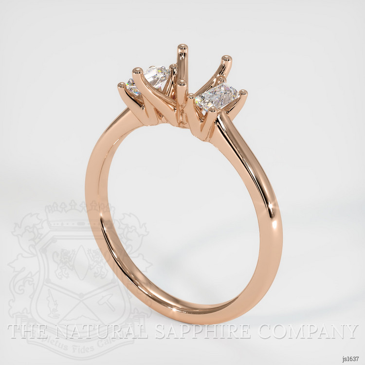 18K Rose Gold Three Stone Ring Setting