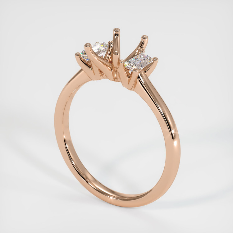 18K Rose Gold Three Stone Ring Setting