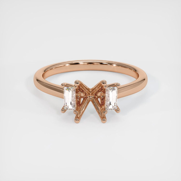 18K Rose Gold Three Stone Ring Setting