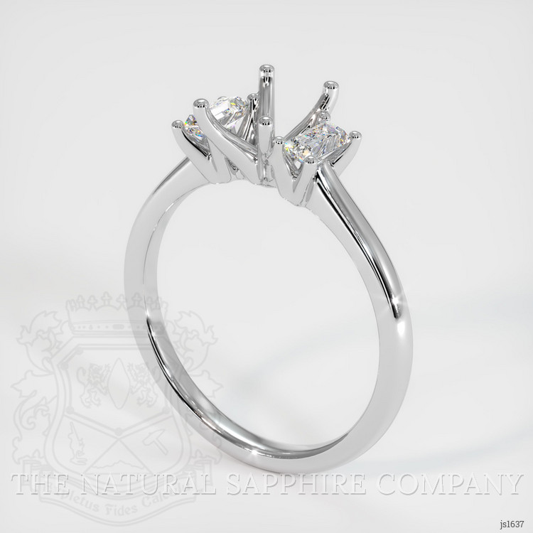 10K White Gold Three Stone Ring Setting