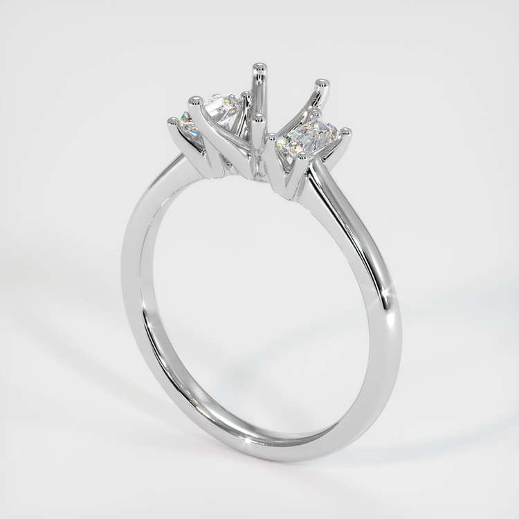 14K White Gold Three Stone Ring Setting