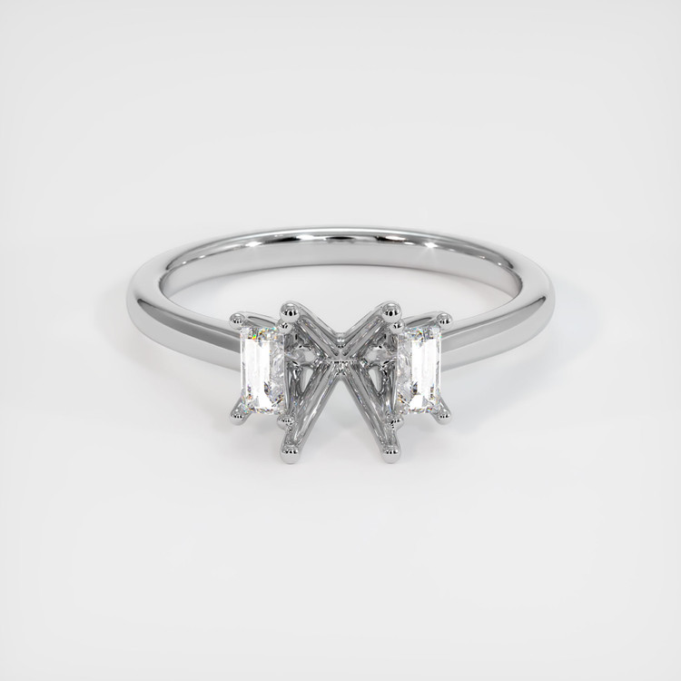 14K White Gold Three Stone Ring Setting