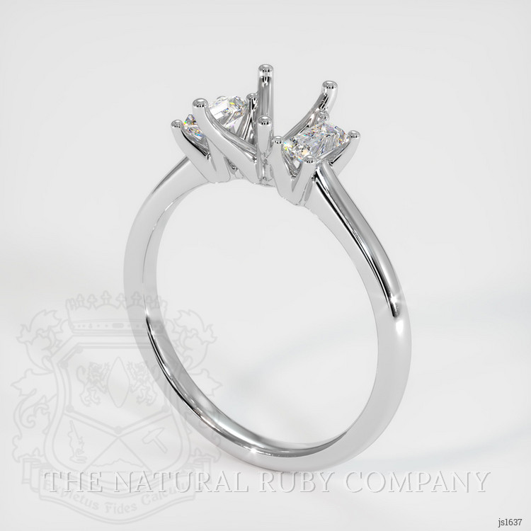 18K White Gold Three Stone Ring Setting