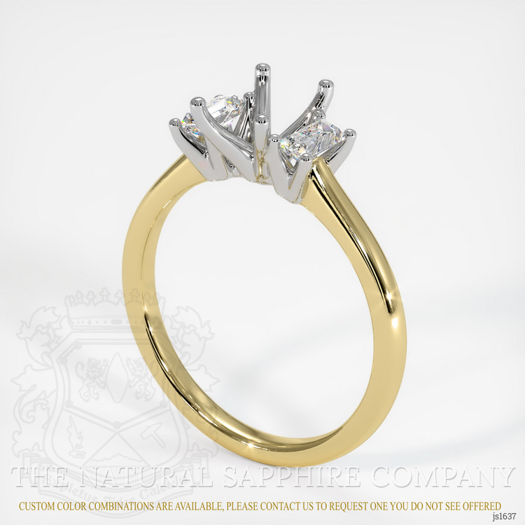 14K White & Yellow Three Stone Ring Setting