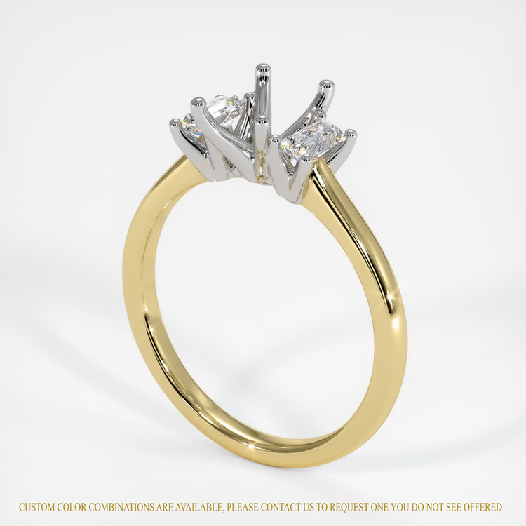 14K White & Yellow Three Stone Ring Setting