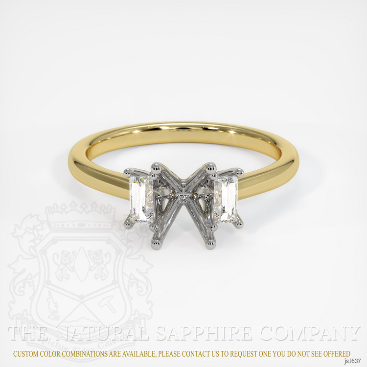 14K White & Yellow Three Stone Ring Setting