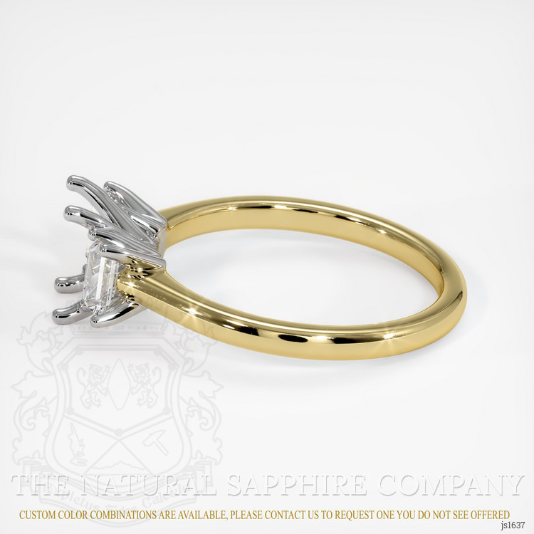 14K White & Yellow Three Stone Ring Setting