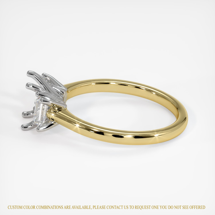 14K White & Yellow Three Stone Ring Setting