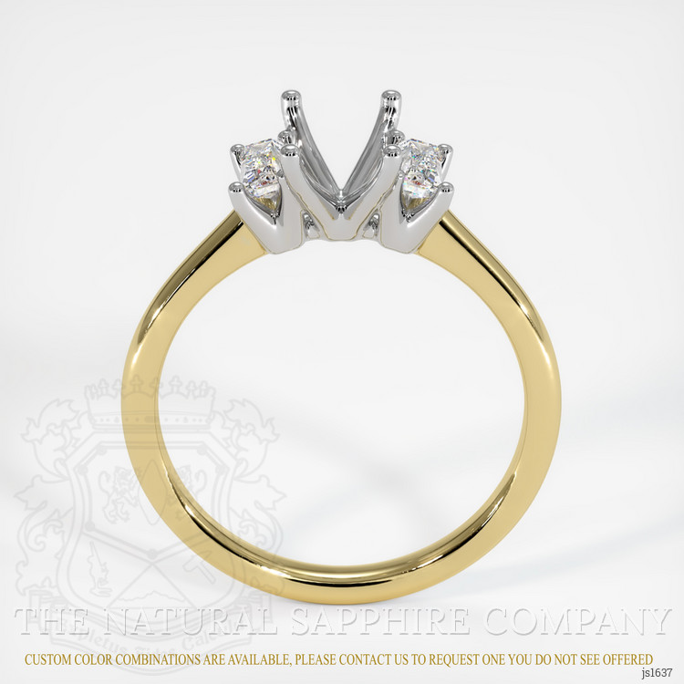 14K White & Yellow Three Stone Ring Setting