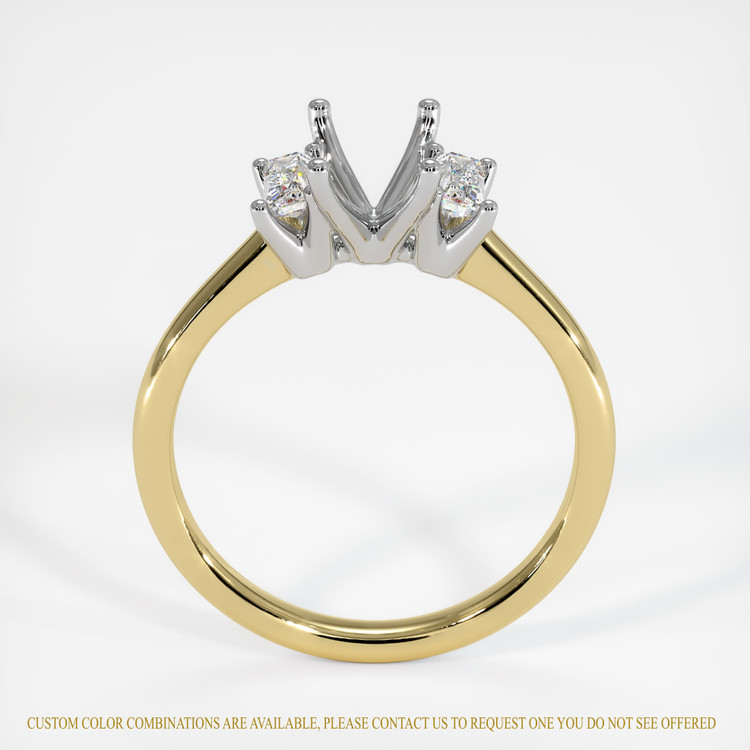 14K White & Yellow Three Stone Ring Setting