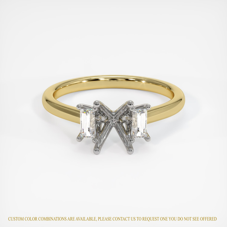 18K White & Yellow Three Stone Ring Setting