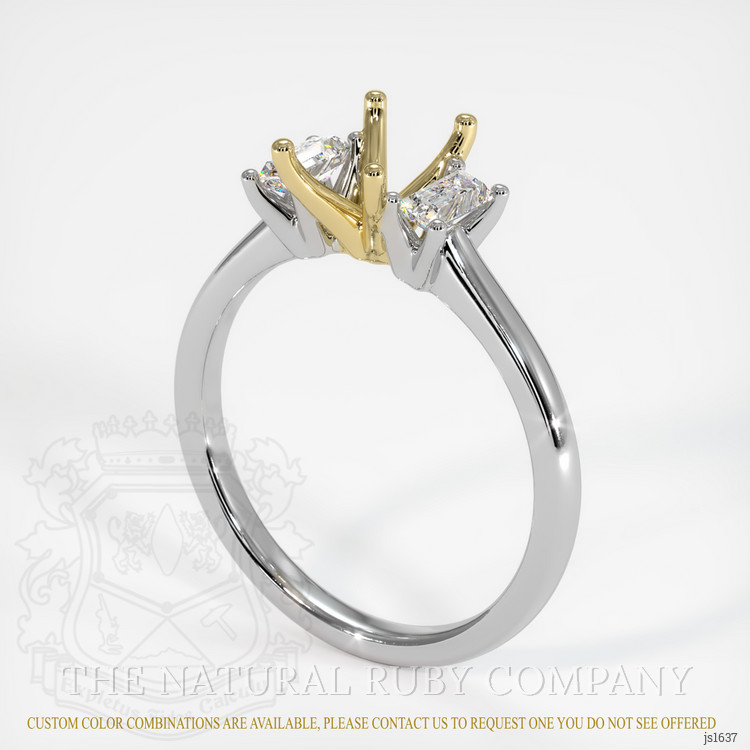 14K Yellow & White Three Stone Ring Setting