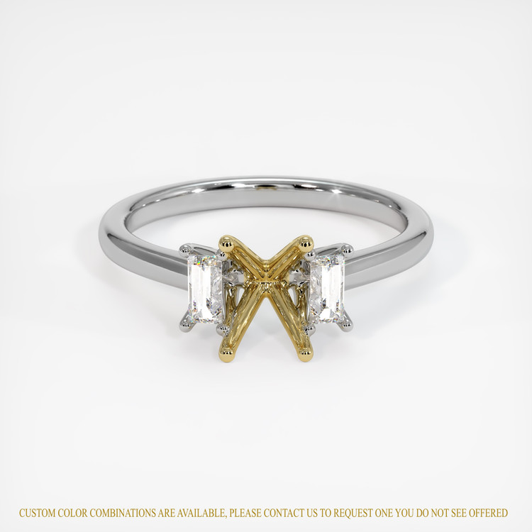 14K Yellow & White Three Stone Ring Setting