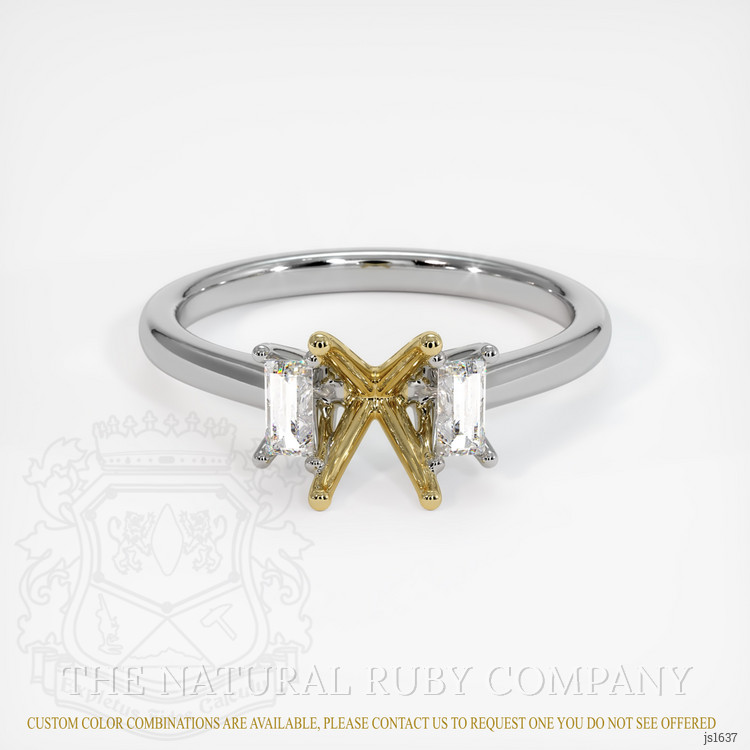 14K Yellow & White Three Stone Ring Setting